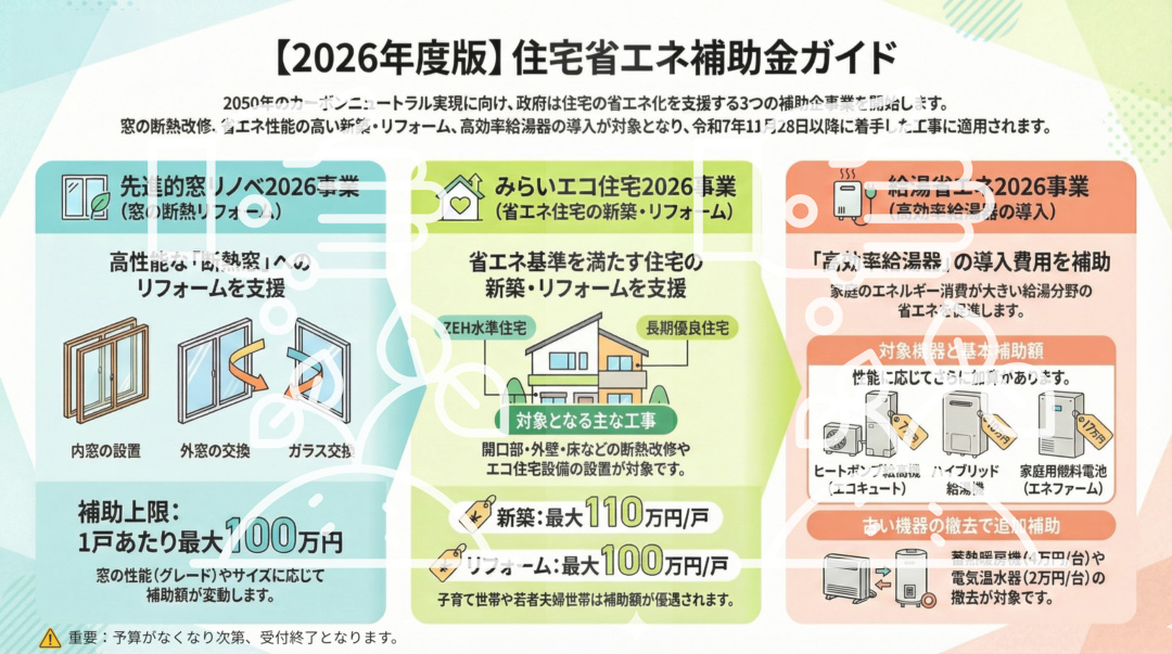 2026年度版 先進的窓リノベ・給湯省エネ・みらいエコまとめ